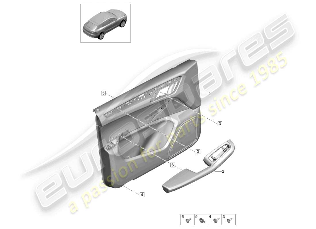 porsche 2020 (macan) door panel front doors for vehicles with leather/alcantara trim interior lighting comfort parts diagram