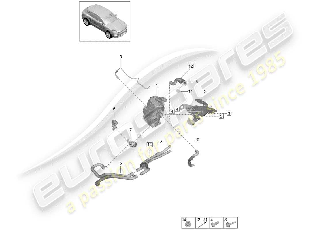 porsche 2020 (macan) auxiliary heater accessories parts diagram