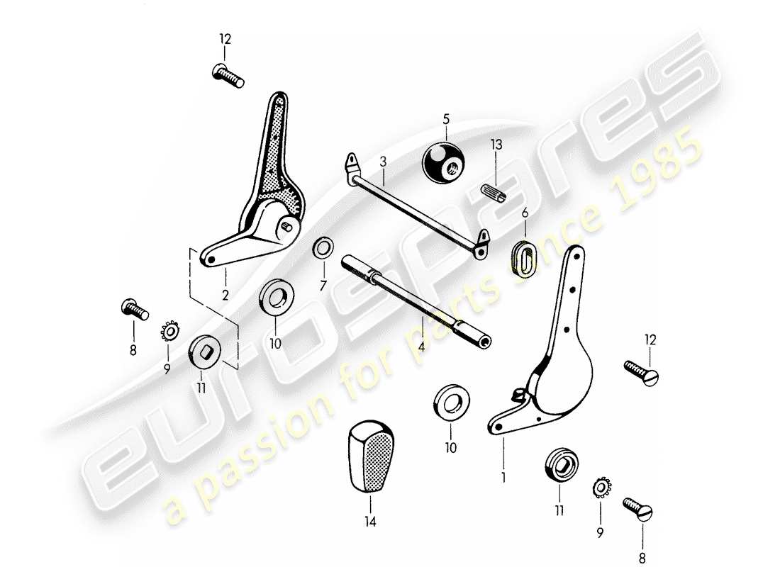 porsche 1963 (356b/356c) reclining seat mechanism part diagram