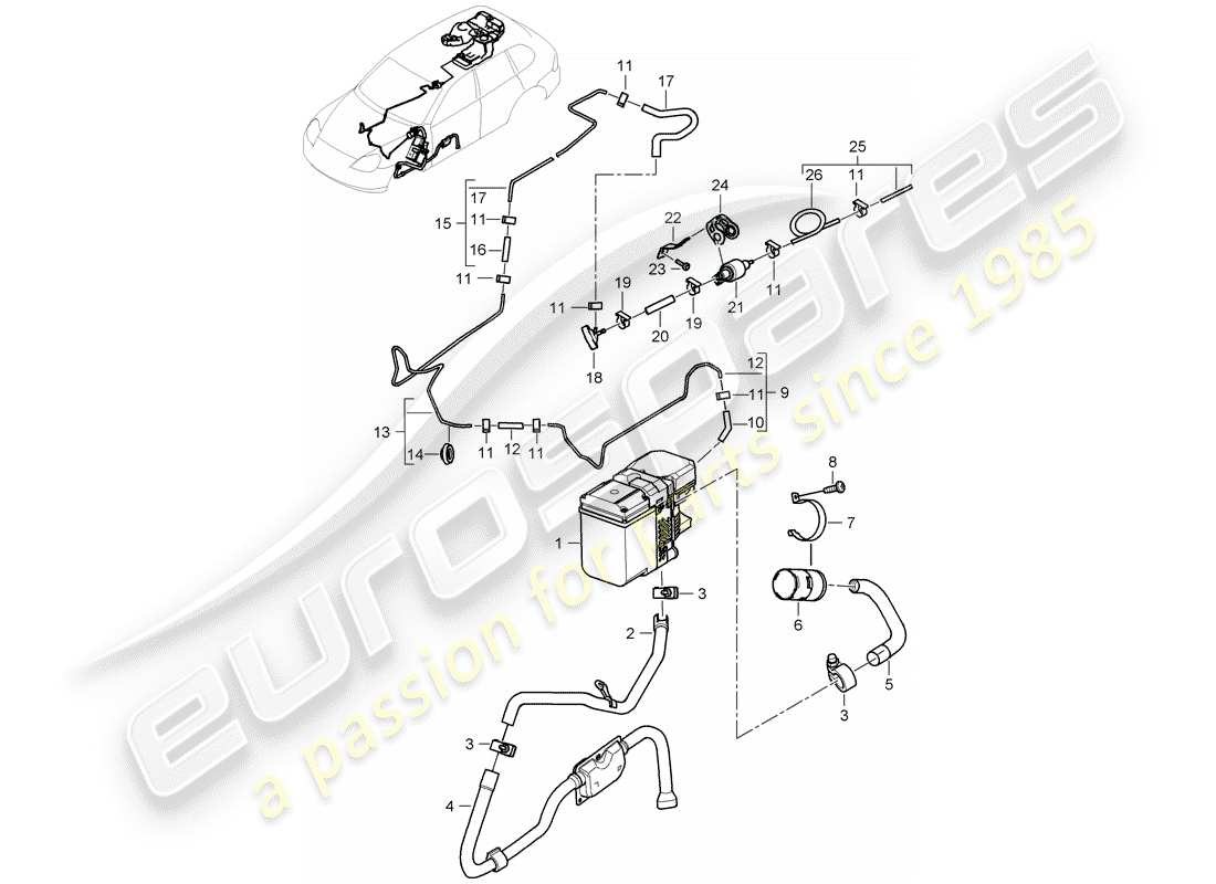 porsche 2007 (cayenne e1 9pa) auxiliary heater bracket see illustration: 813-085 part diagram