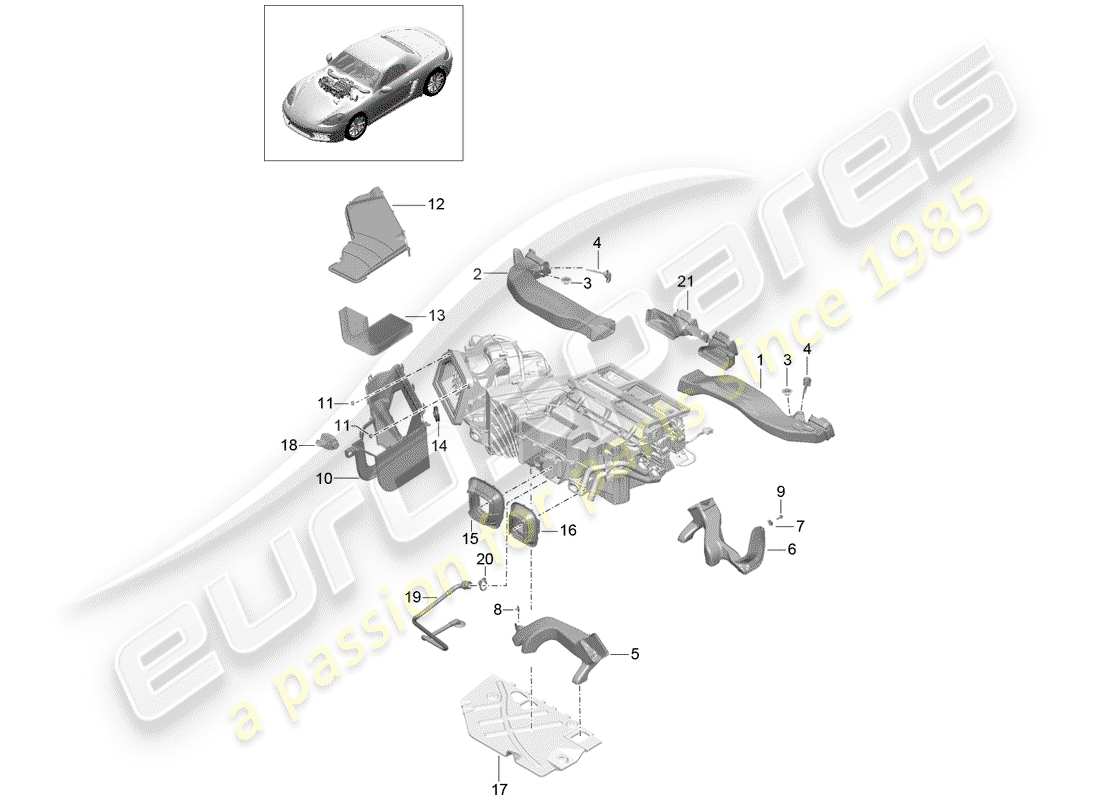 porsche 2020 (718 boxster) air guide parts diagram
