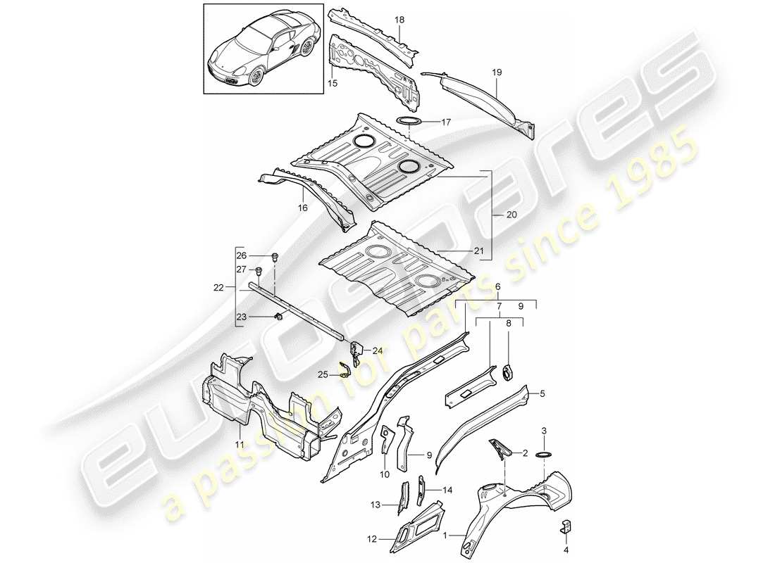 porsche 2010 (987 cayman) rear end individual parts part diagram