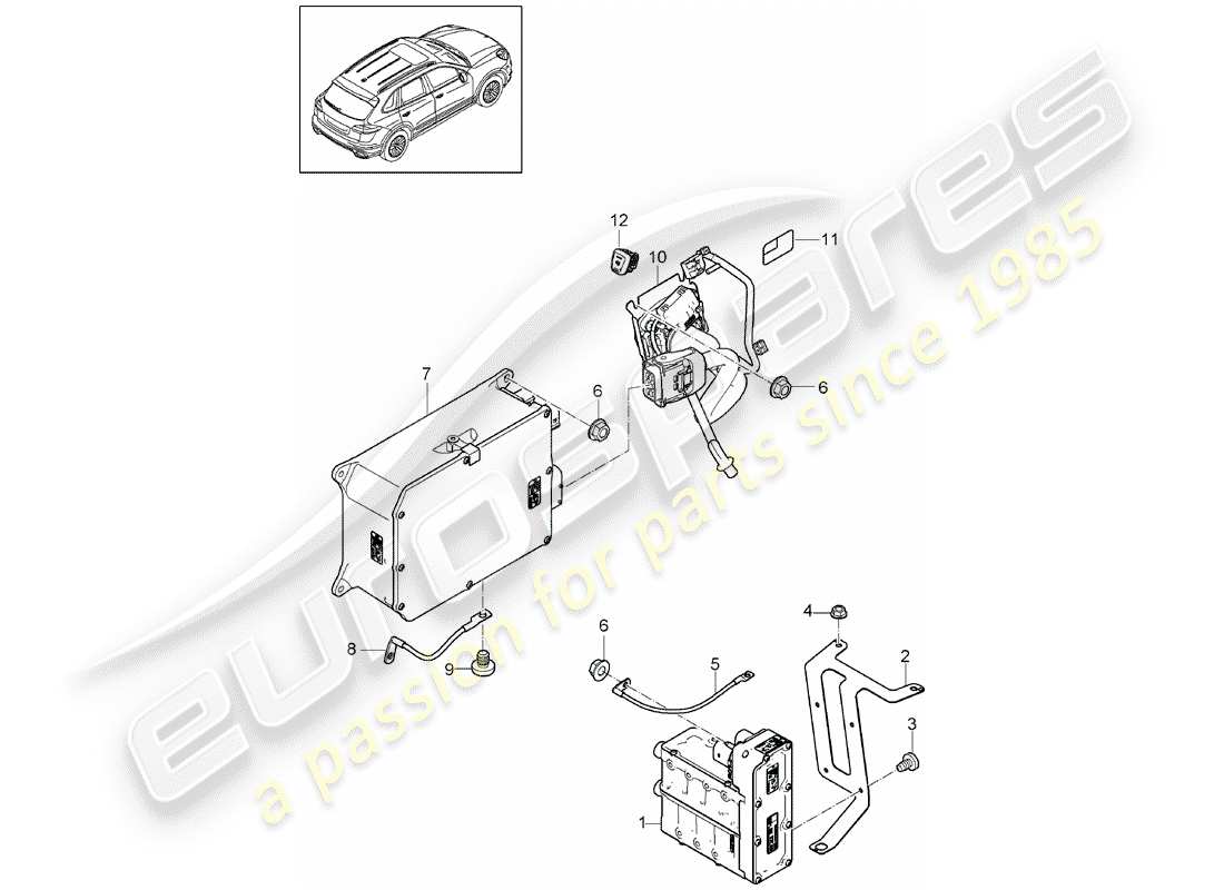 porsche 2018 (cayenne e2 92a) heat exchanger rear end battery interieur charger battery charging socket d - mj 2015>> part diagram