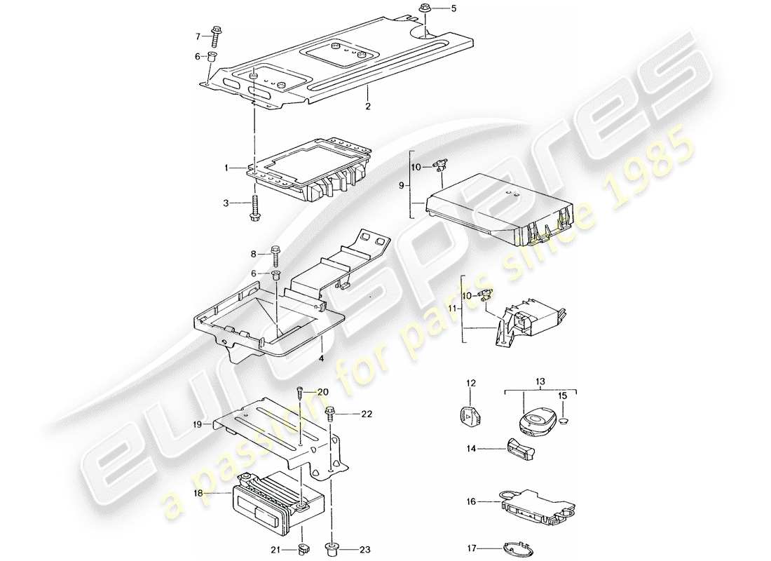 porsche 2001 (996 turbo / gt2) control units part diagram