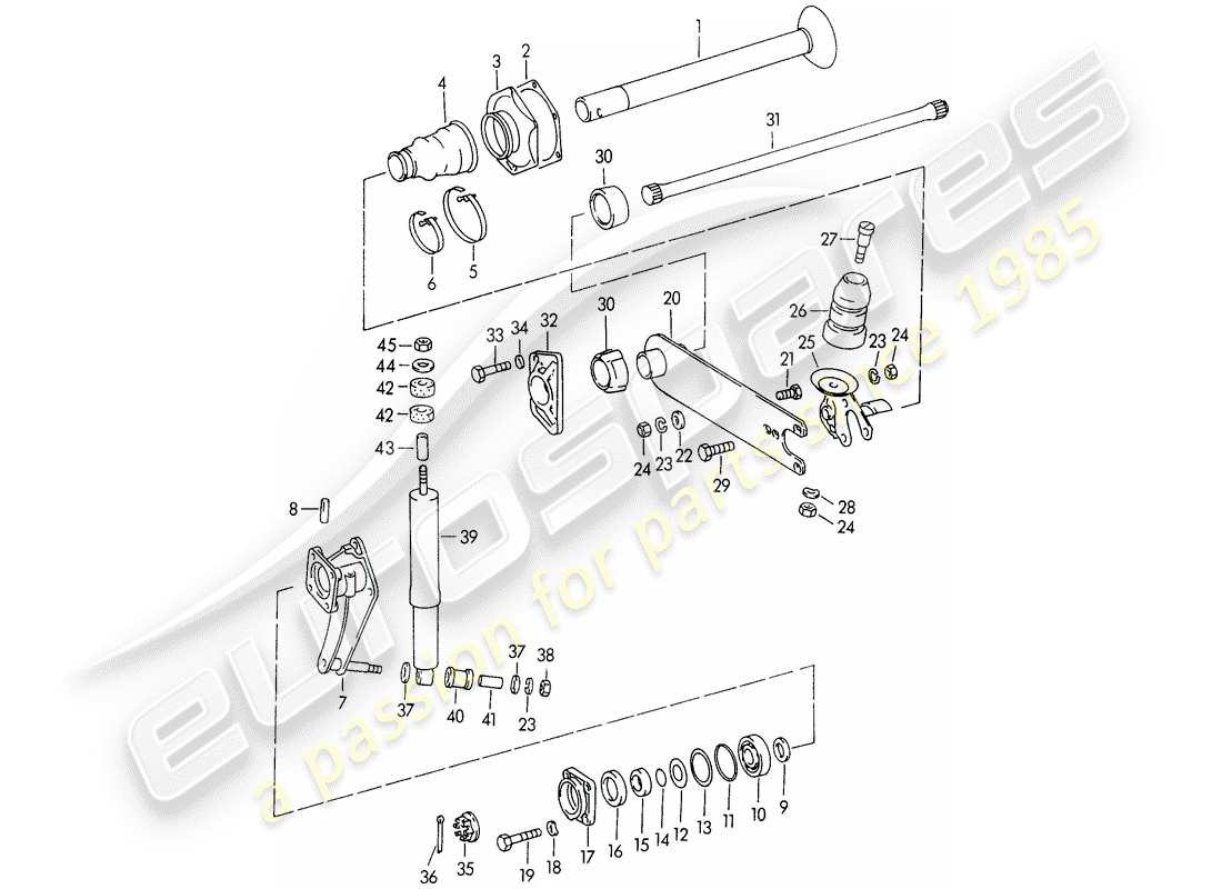 porsche 1952 (356/356a) rear axle part diagram