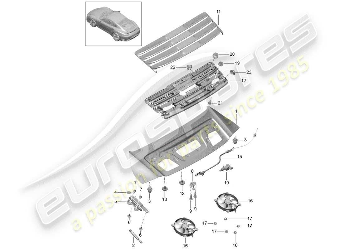 porsche 2015 (991-1 turbo) cover rear d >>- mj 2016 part diagram