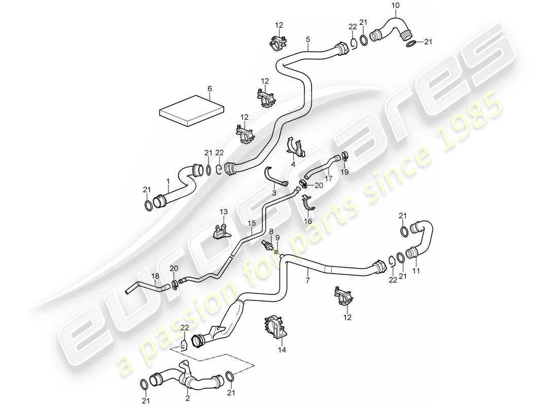 porsche 2007 (997-1 gt3) water cooling 1 parts diagram