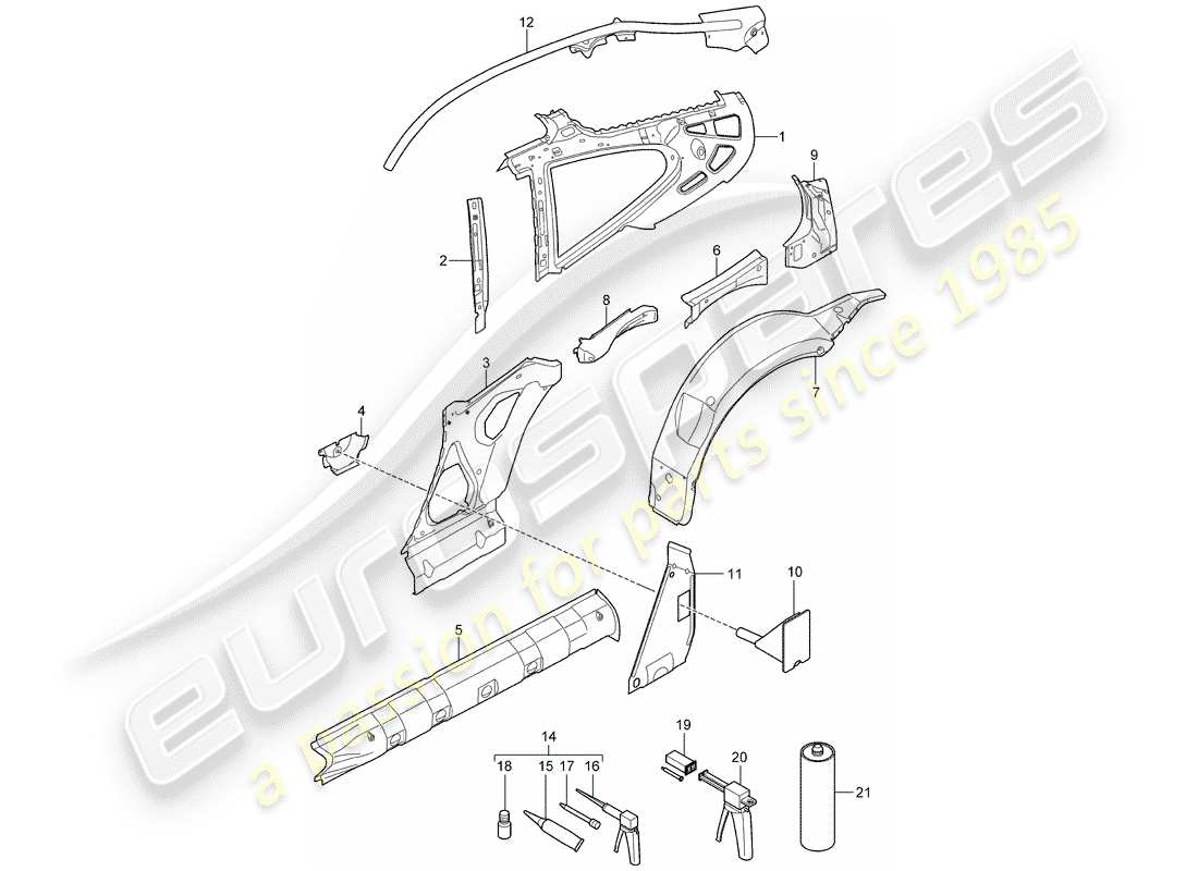 porsche 2010 (997-2) side panel parts diagram