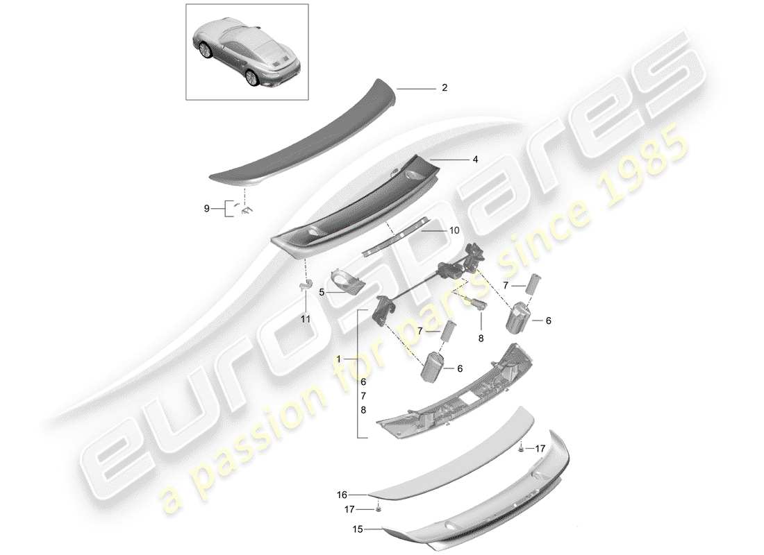 porsche 2016 (991-1 turbo) rear spoiler d >>- mj 2016 part diagram