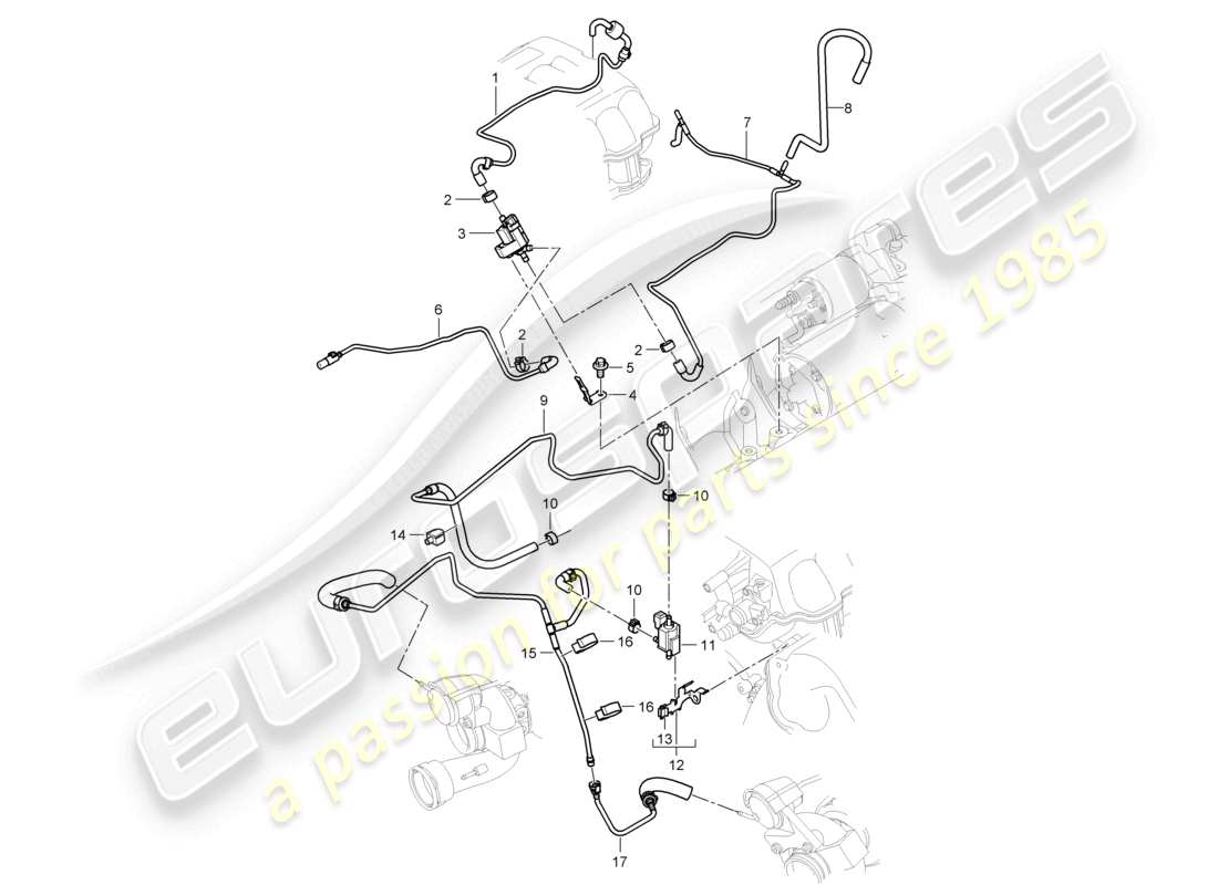 porsche 2009 (cayenne e1 9pa) control line pressure line parts diagram