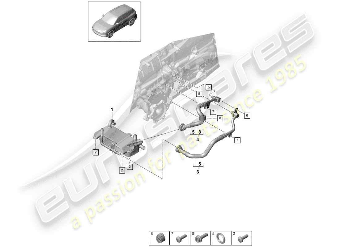 porsche cayenne e3 (2018) 8-speed automatic gearbox parts diagram