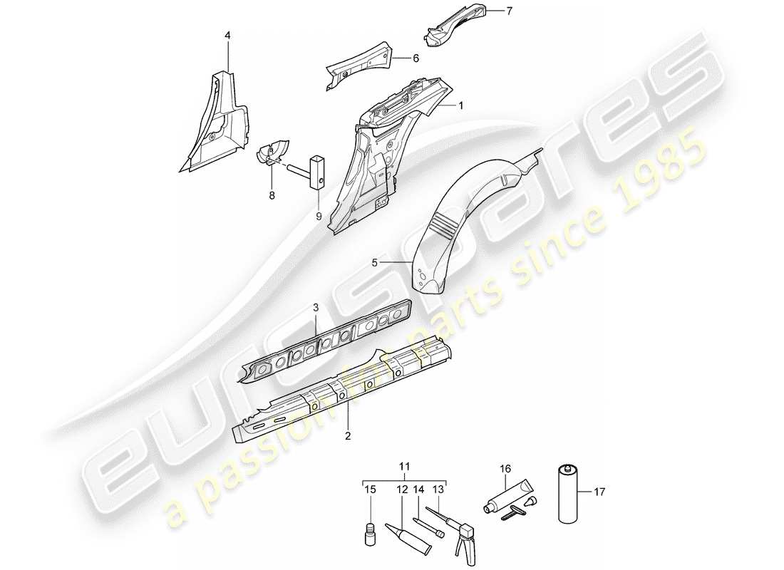 porsche 2012 (997-2) side panel parts diagram