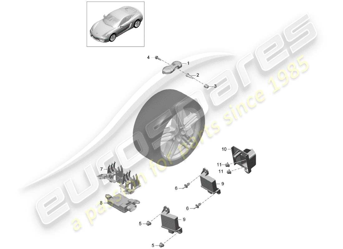 porsche 2016 (981 cayman) tyre pressure control system part diagram