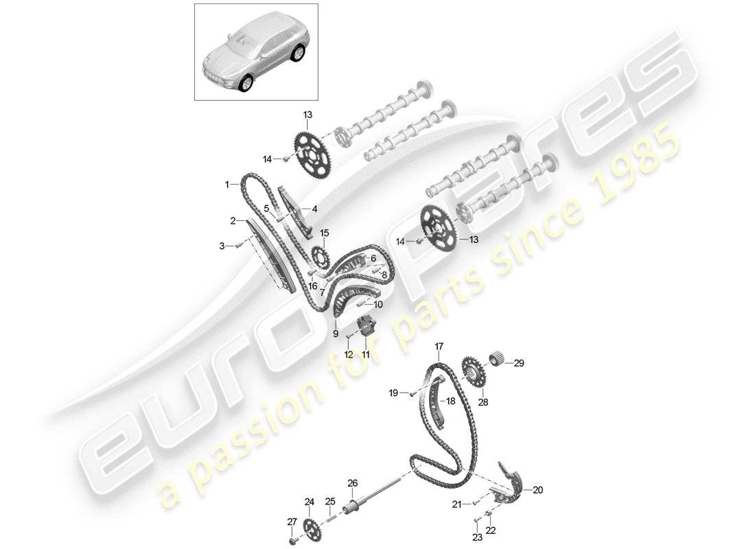 porsche 2018 (macan) timing chain slide rail part diagram