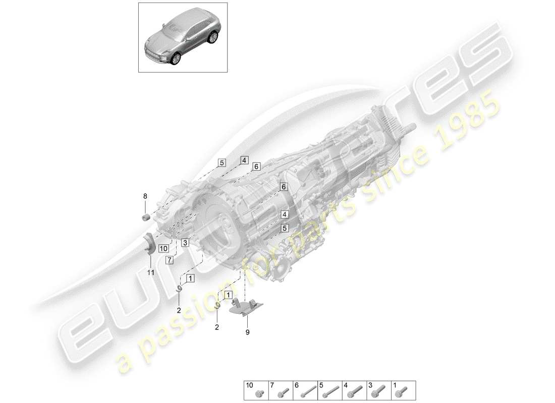 porsche 2020 (macan) mounting parts for engine and transmission parts diagram