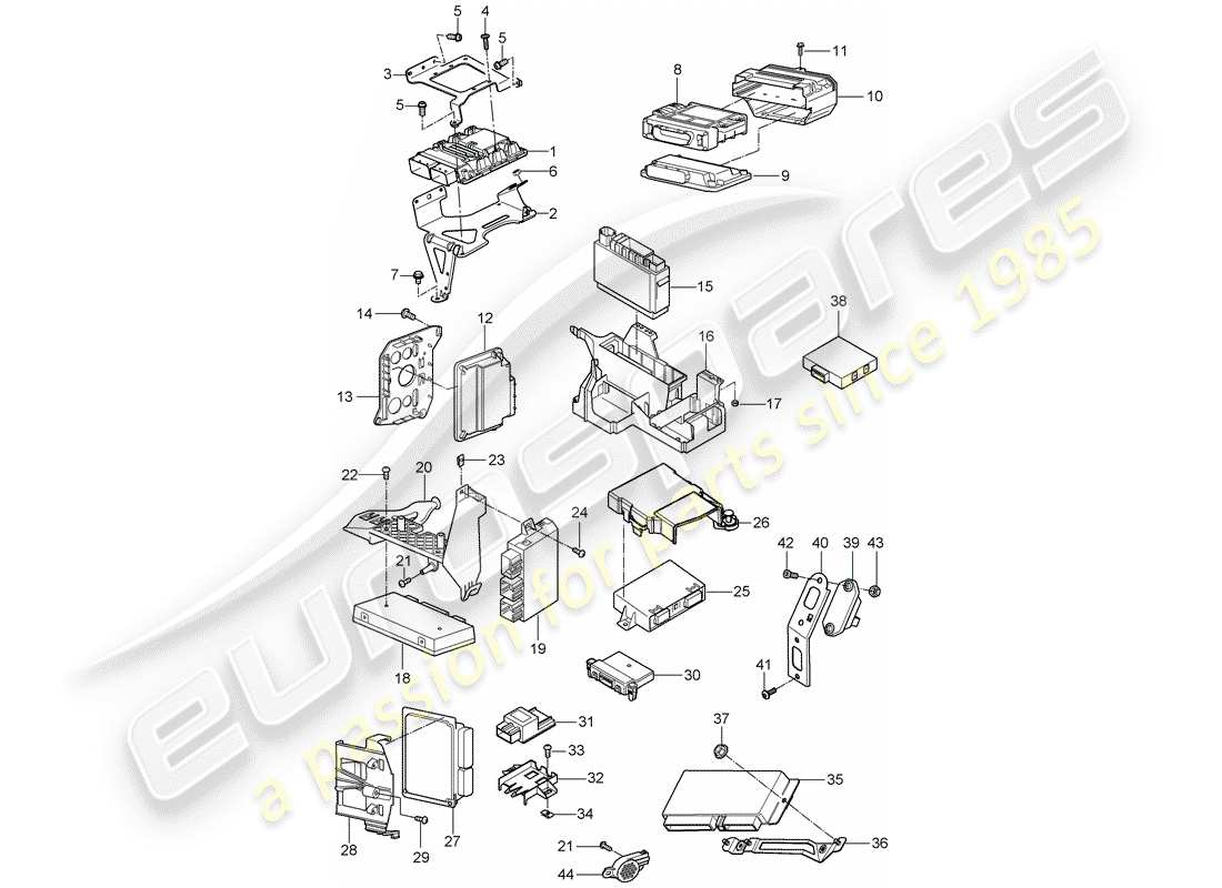porsche 2009 (cayenne e1 9pa) control units parts diagram