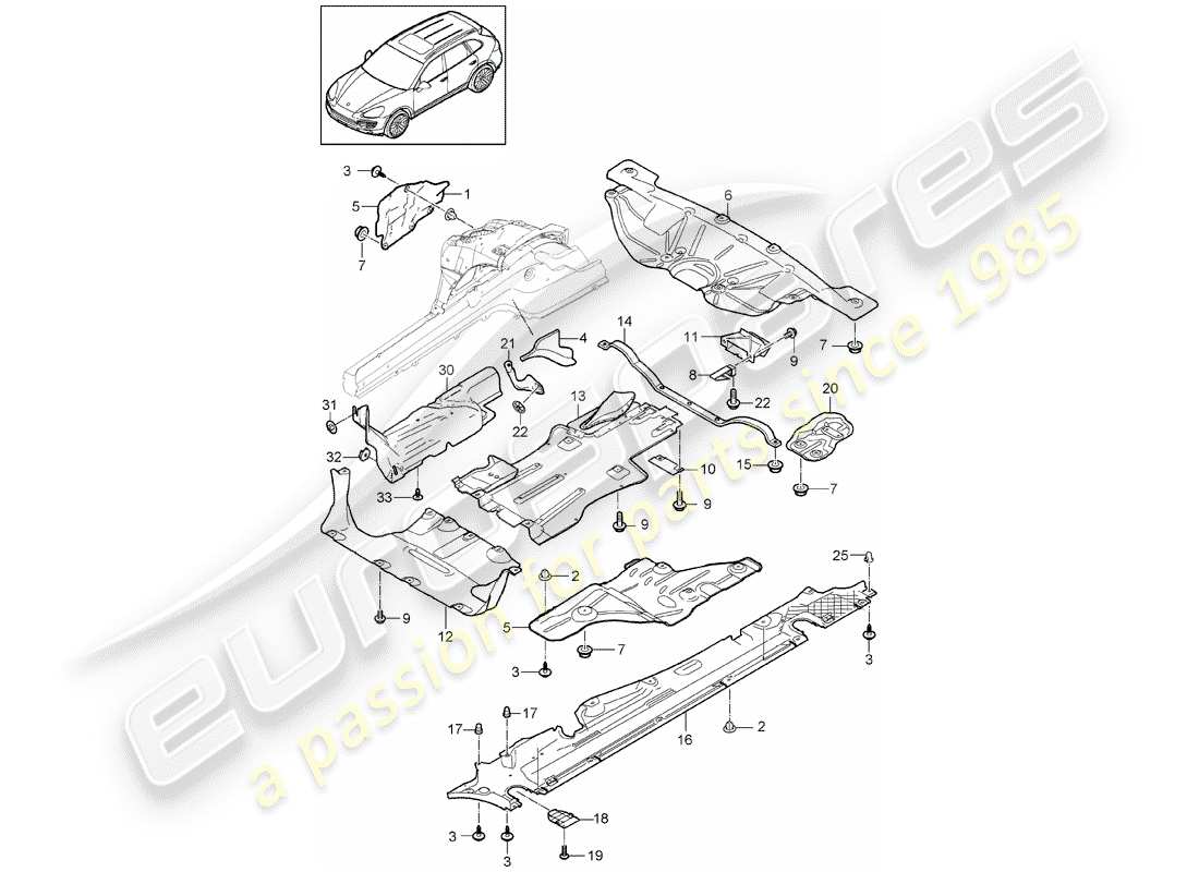 porsche 2014 (cayenne e2 92a) trim underbody heat insulation d >>- mj 2014 part diagram