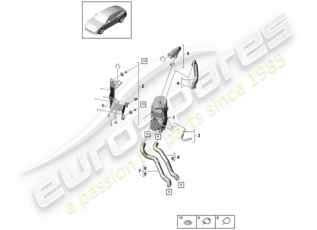 porsche 2018 (panamera 971-1) auxiliary heater and accessories part diagram