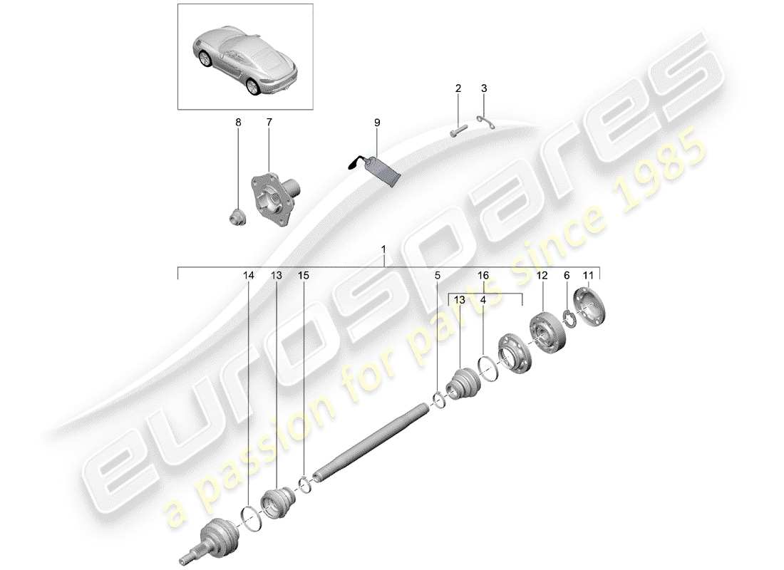 porsche 2018 (718 cayman) drive shaft wheel hub part diagram
