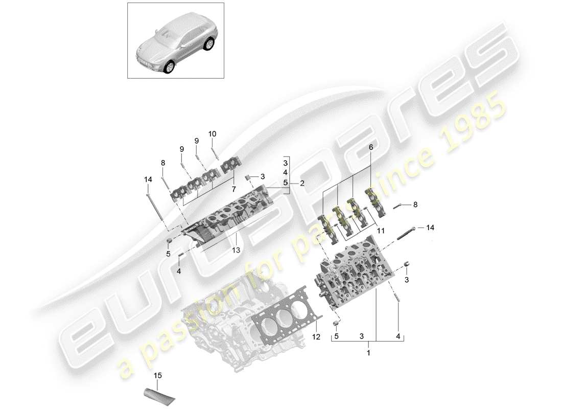 porsche 2017 (macan) cylinder head part diagram
