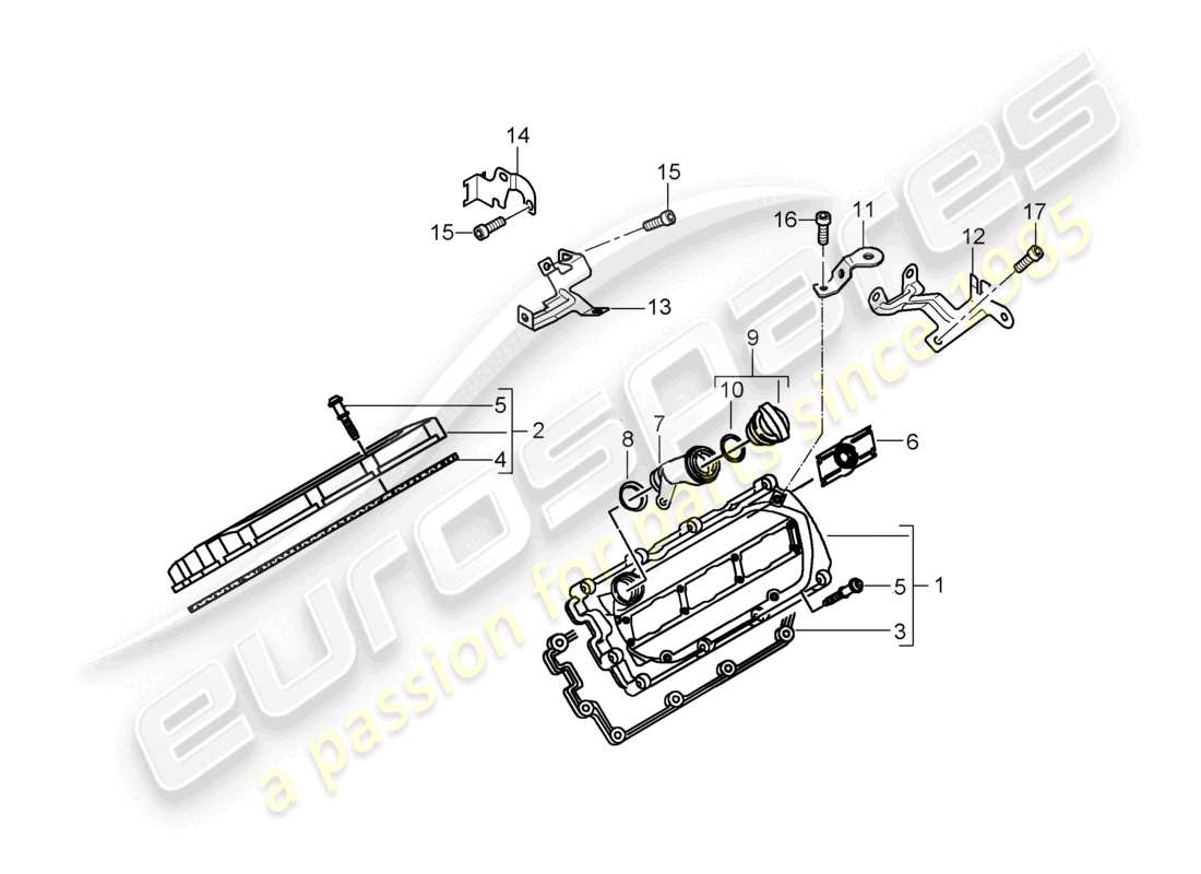 porsche 2010 (cayenne e1 9pa) valve cover parts diagram