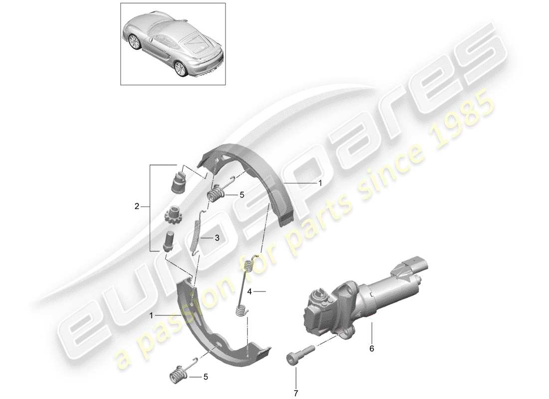 porsche 2016 (981 cayman gt4) parking brake part diagram