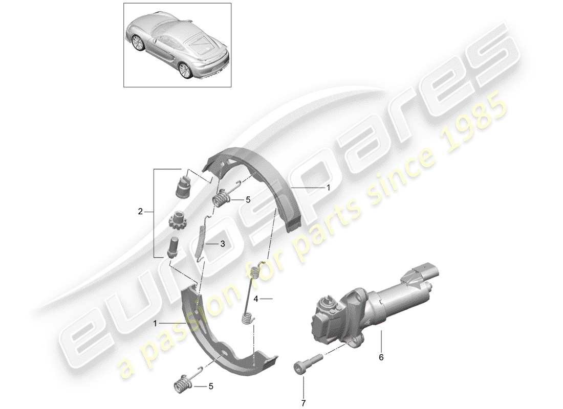 porsche cayman gt4 (2016) parking brake parts diagram
