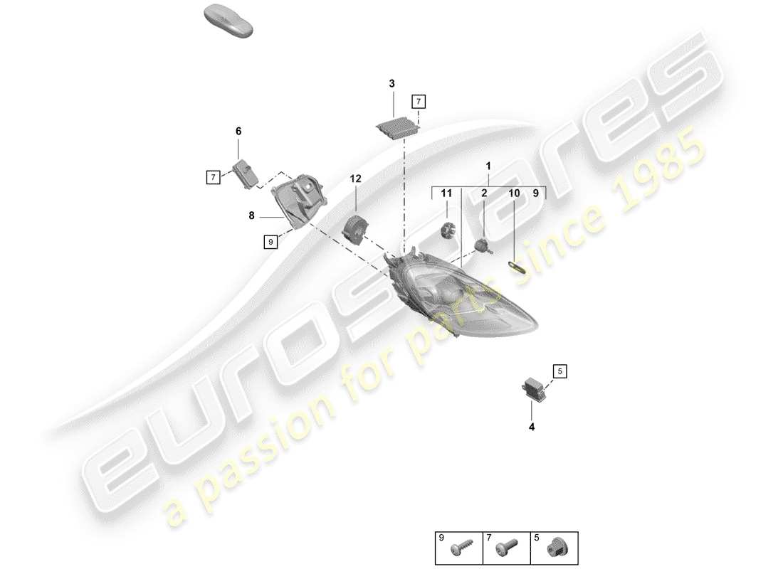 porsche 2020 (718 boxster spyder) headlights parts diagram