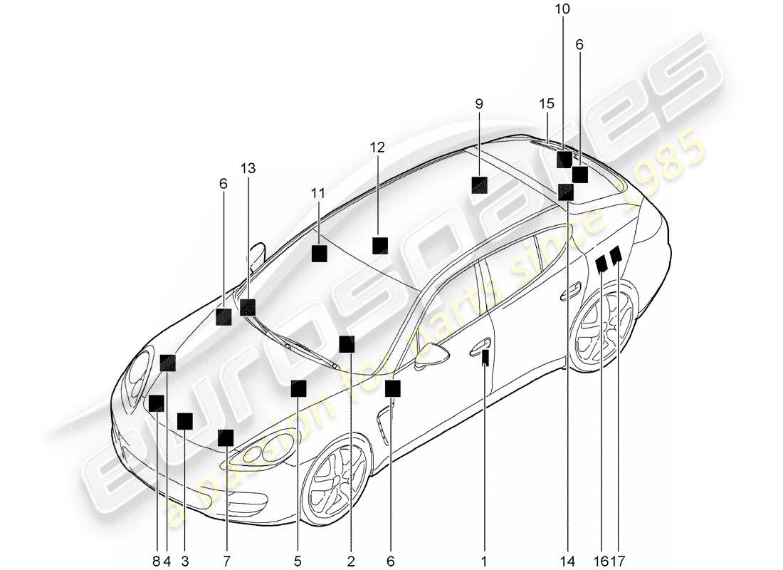 porsche 2014 (panamera 970) signs/notices part diagram