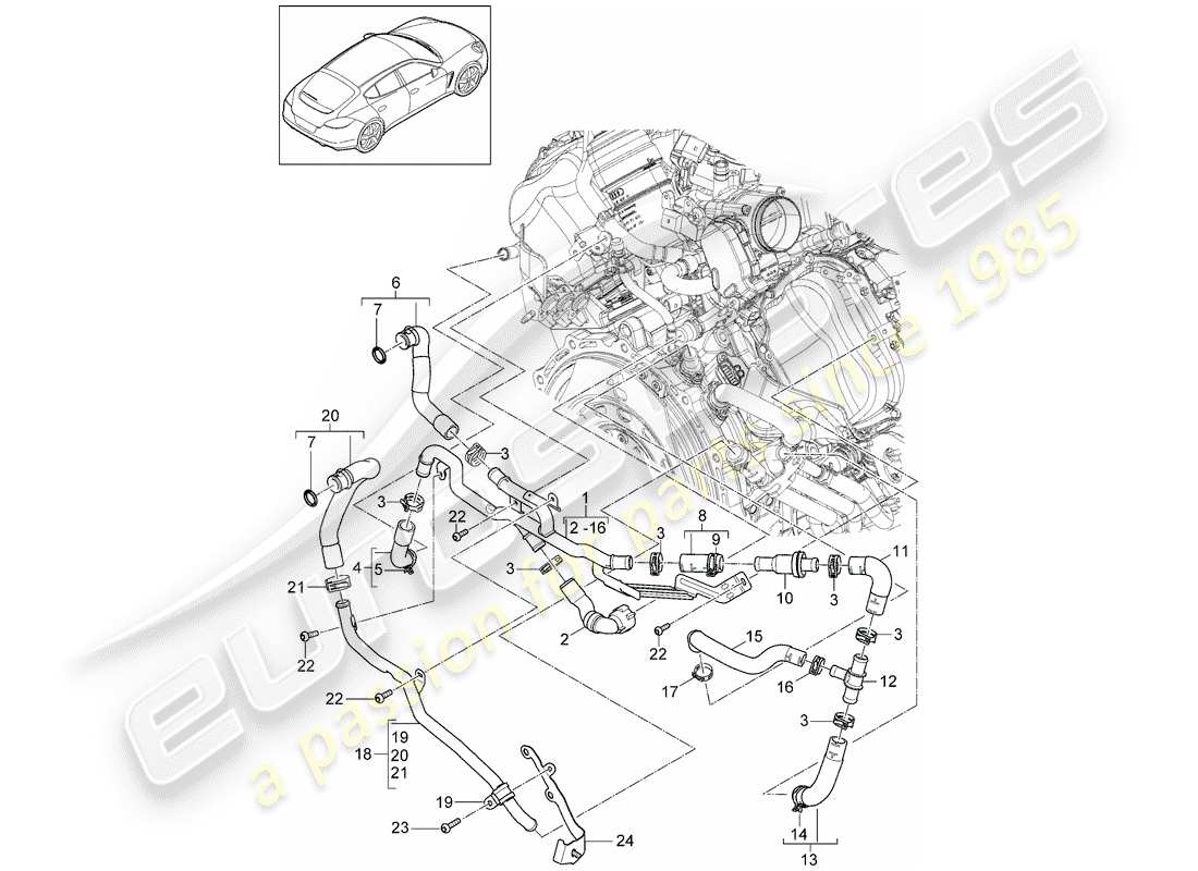 porsche 2016 (panamera 970) coolant cooling system electric drive d - mj 2014>> parts diagram