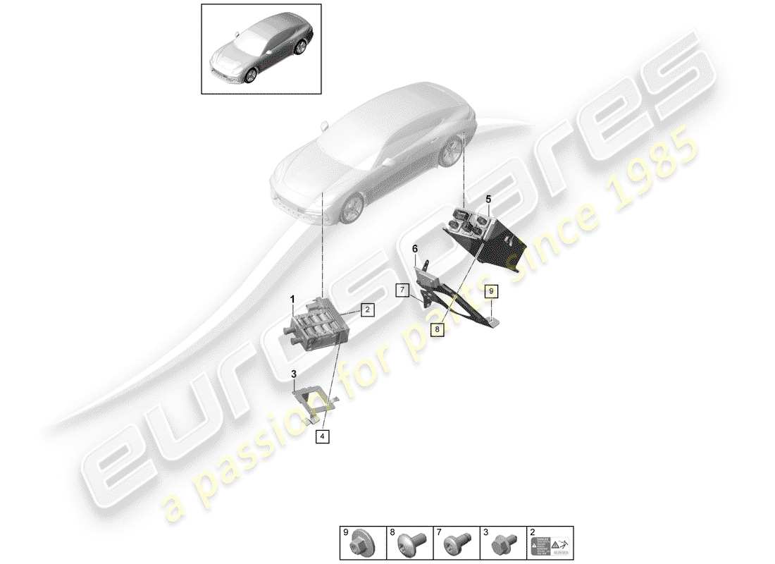 porsche 2019 (panamera 971-1) heater unit battery interior equipment charger battery part diagram