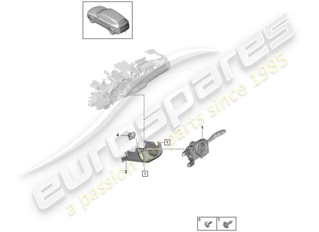 porsche 2020 (cayenne e3 9ya/9yb) steering column switch part diagram