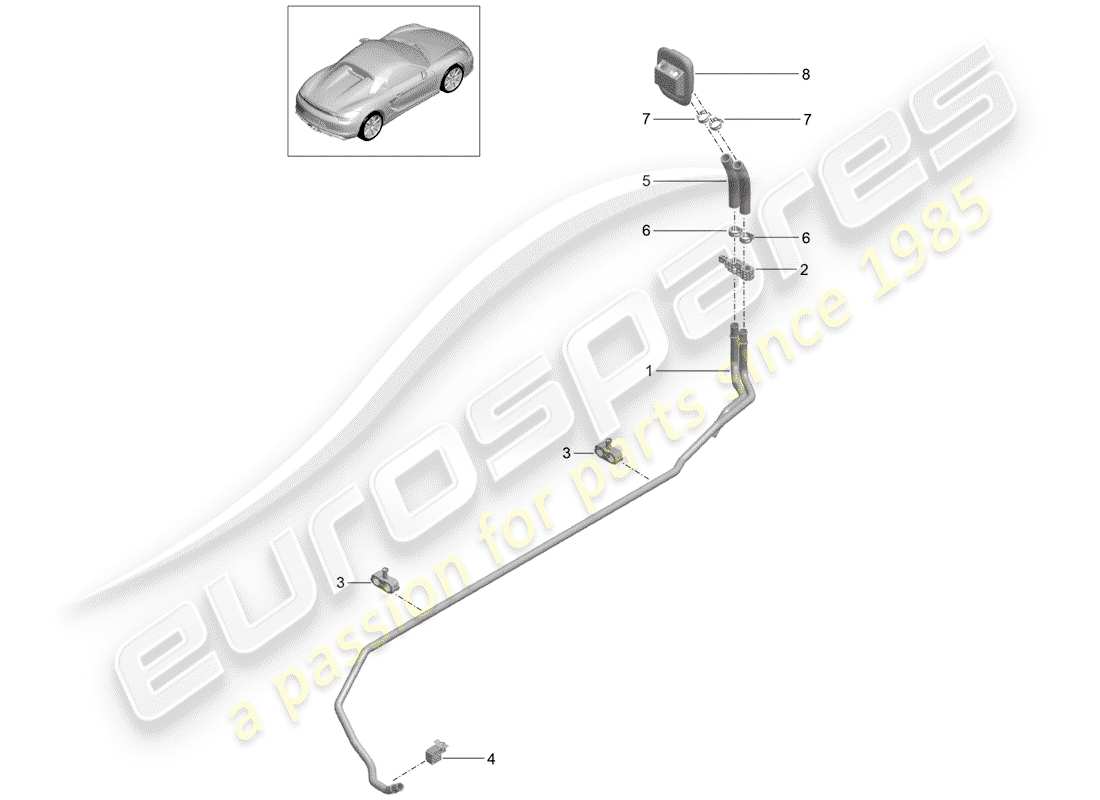 porsche 2016 (981 boxster spyder) heater supply pipe return line parts diagram