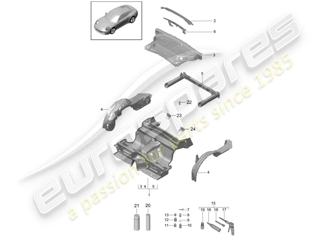 porsche 2016 (991-1) rear end parts diagram
