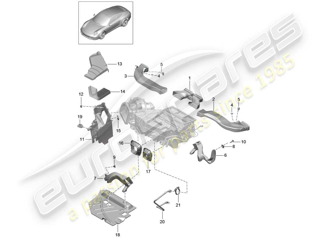 porsche 2016 (991-1) air guide parts diagram