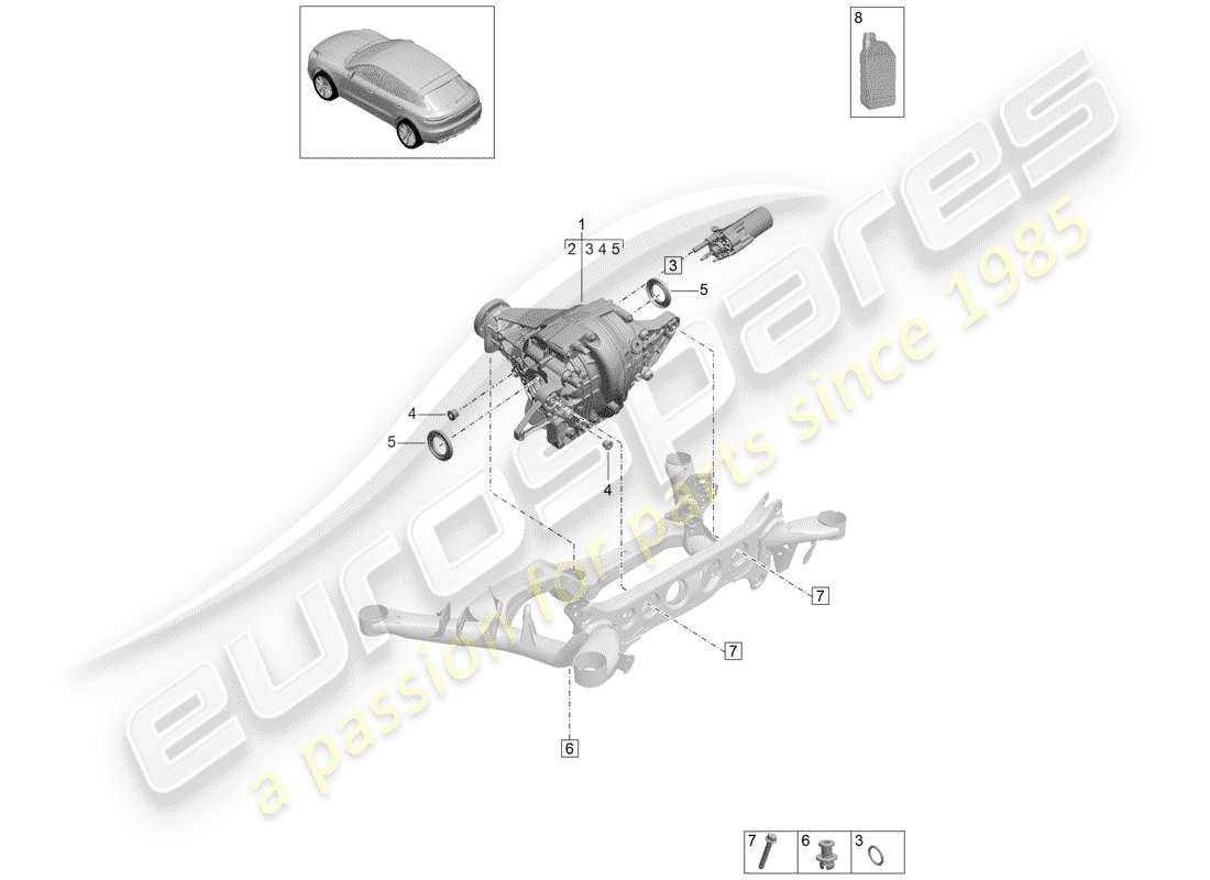 porsche 2020 (macan) rear axle differential parts diagram