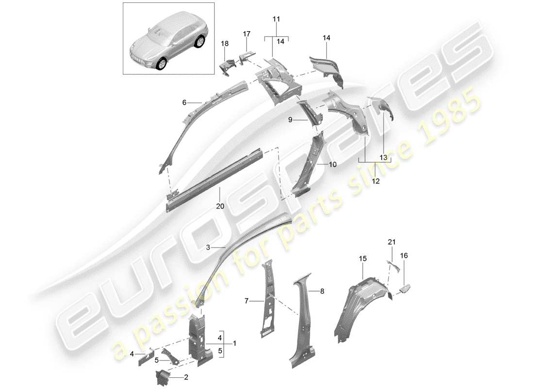 porsche 2015 (macan) side part inner part diagram
