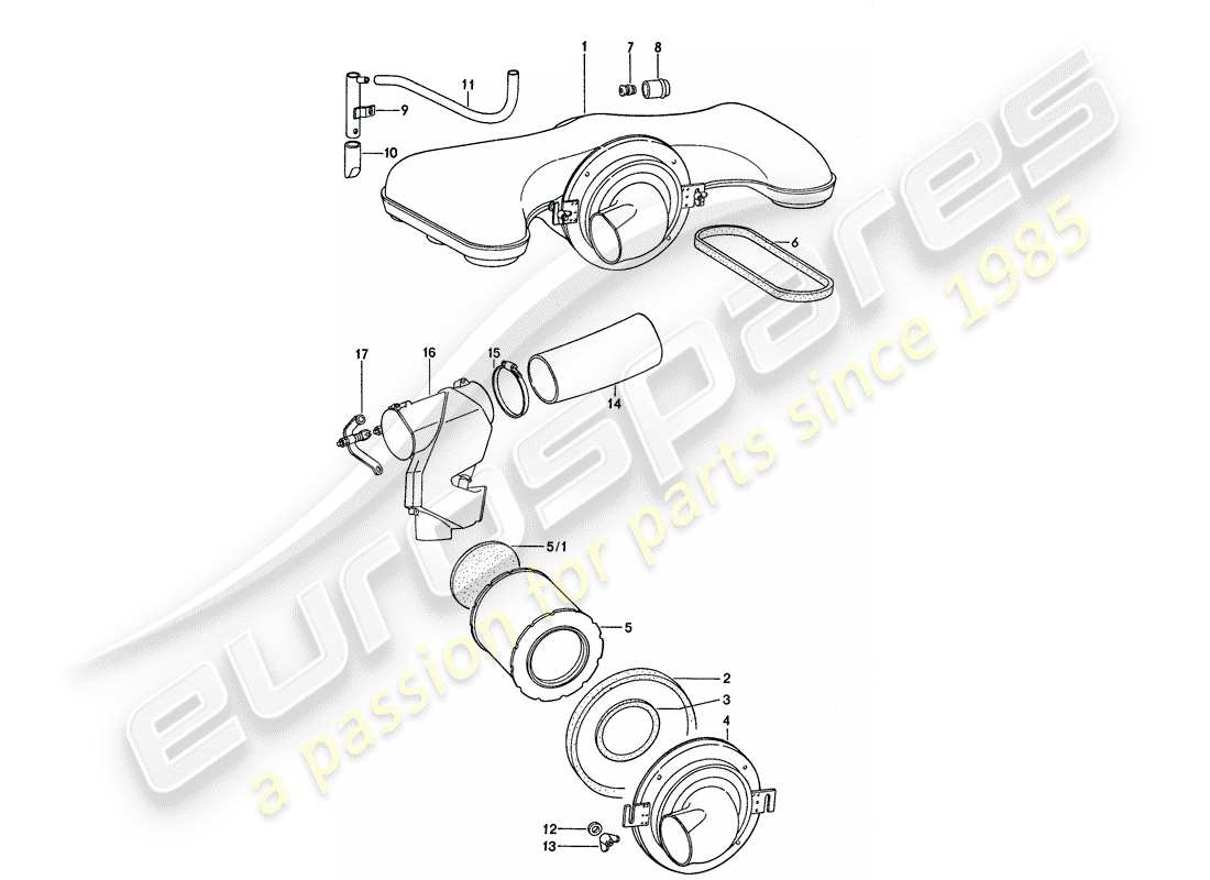 porsche 1975 (911) air cleaner - regulator housing part diagram