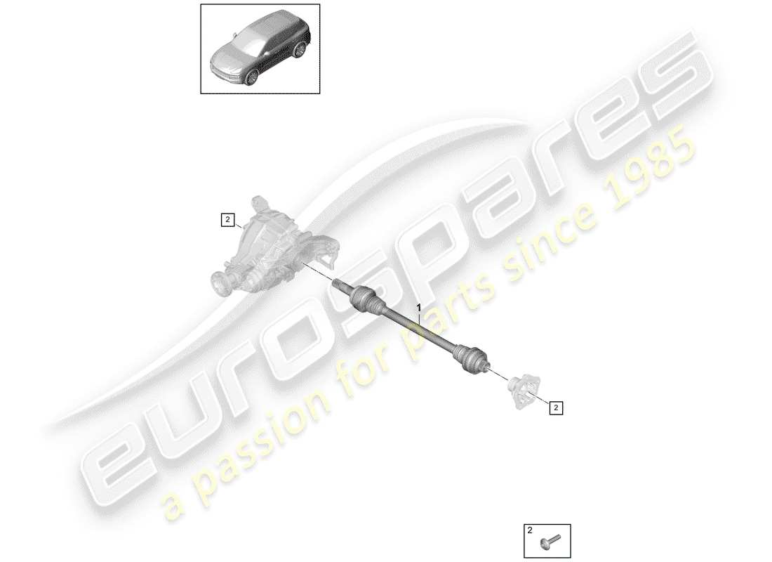 porsche 2019 (cayenne e3 9ya/9yb) drive shaft rear axle parts diagram