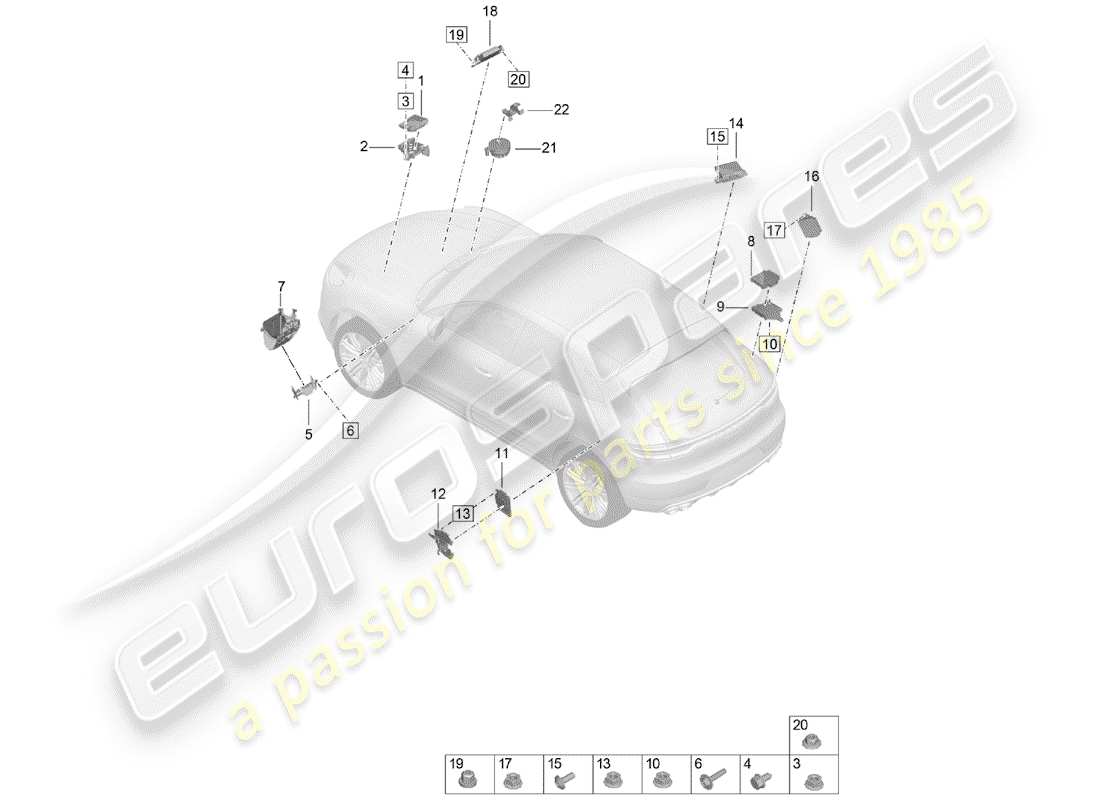 porsche 2020 (macan) control units front end parts diagram