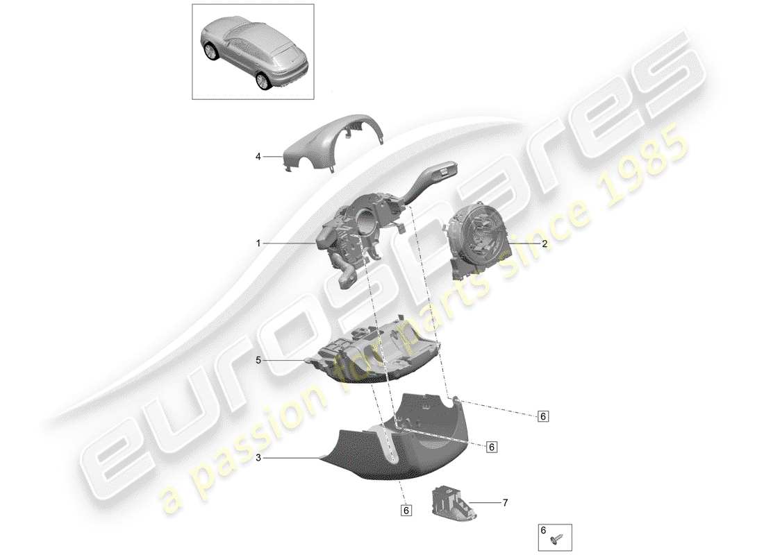 porsche 2020 (macan) steering column switch parts diagram