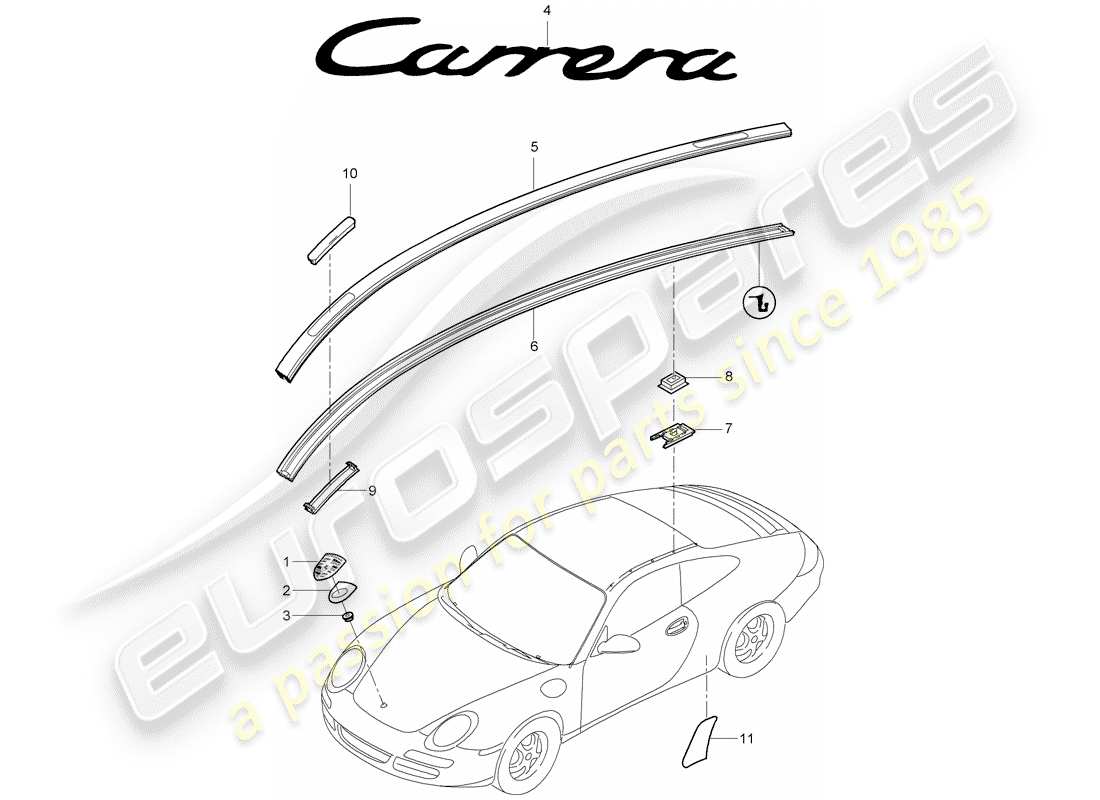 porsche 2005 (997-1) nameplates parts diagram