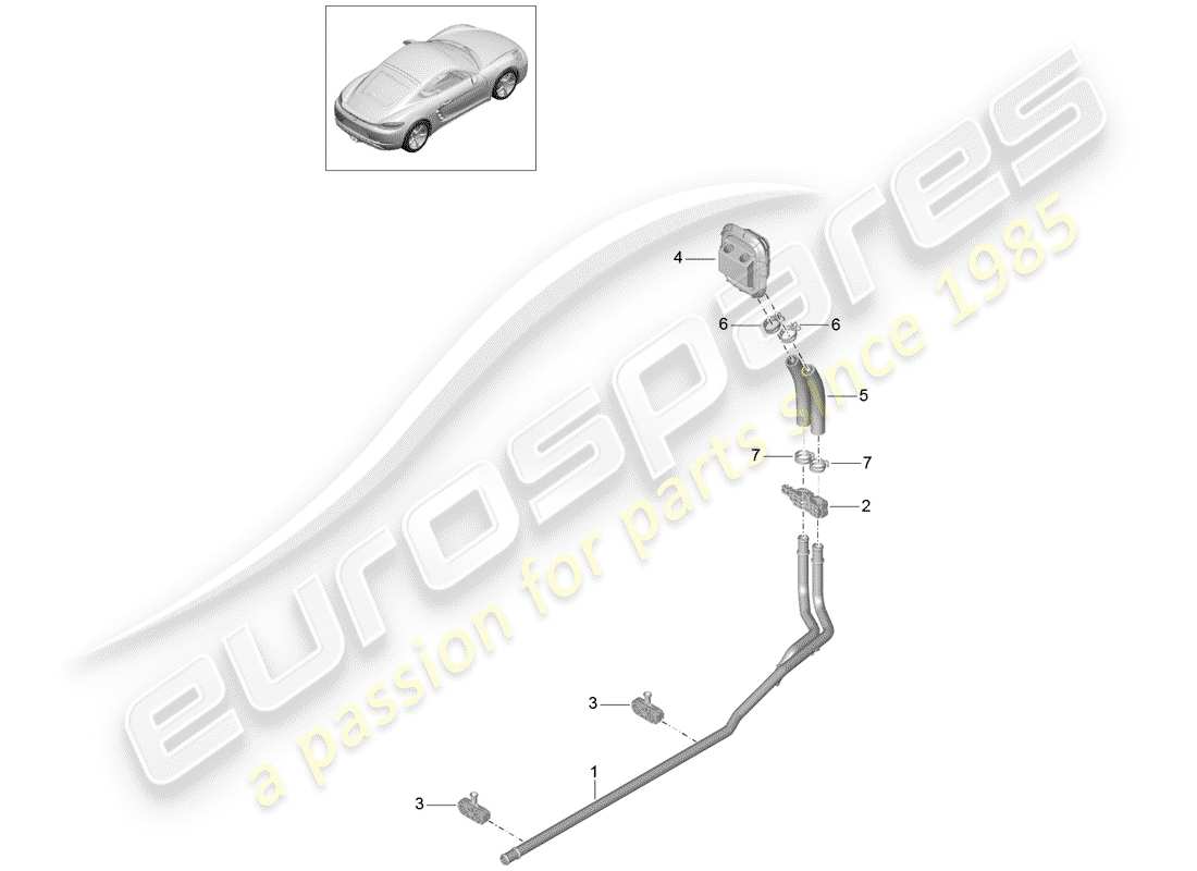 porsche 2020 (718 cayman) heater supply pipe return line part diagram