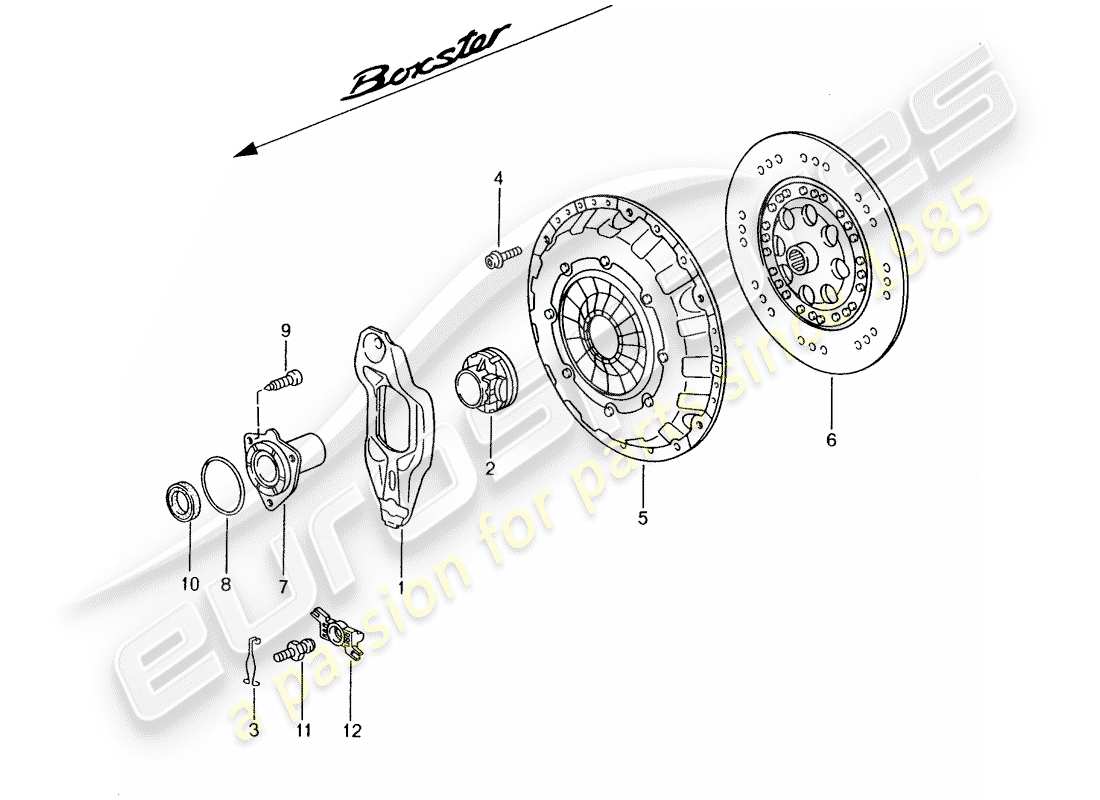 porsche 2000 (986 boxster) coupling parts diagram