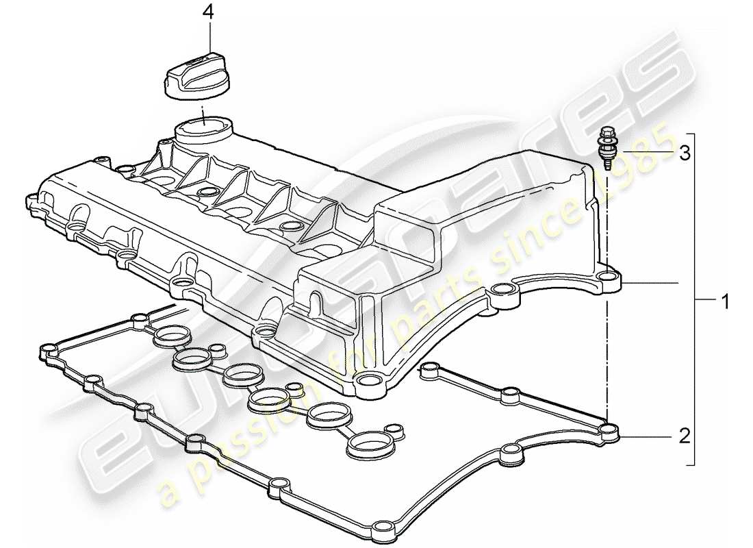 porsche 2007 (cayenne e1 9pa) valve cover part diagram