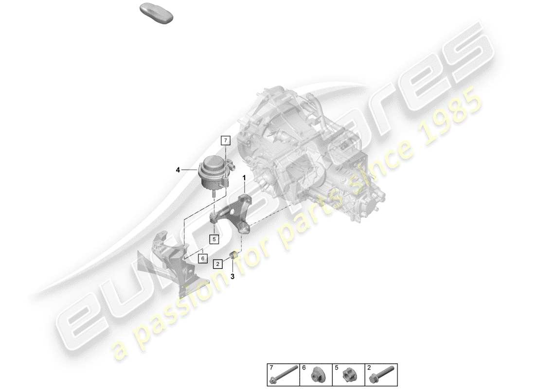 porsche 2020 (718 boxster spyder) gearbox mounting parts diagram