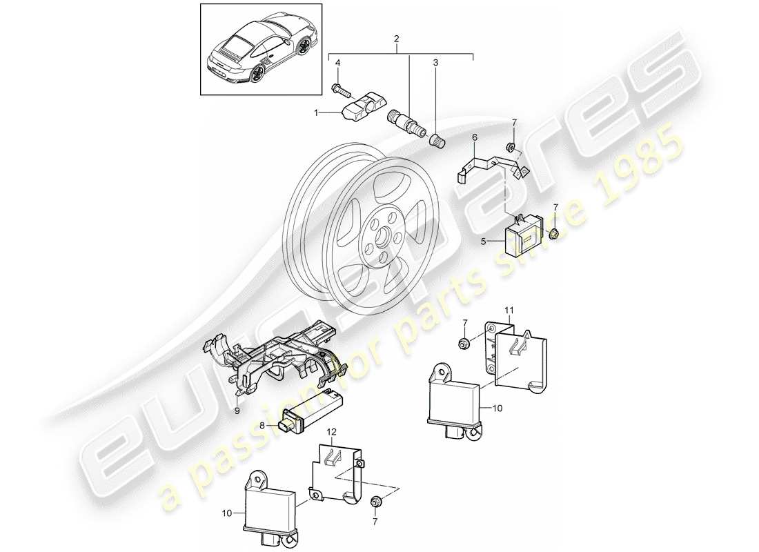 porsche 2013 (997-2 turbo / gt2 rs) tire pressure control system parts diagram