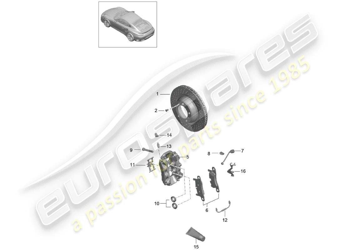 porsche 2016 (991-1 turbo) disc brake rear axle d >>- mj 2016 part diagram