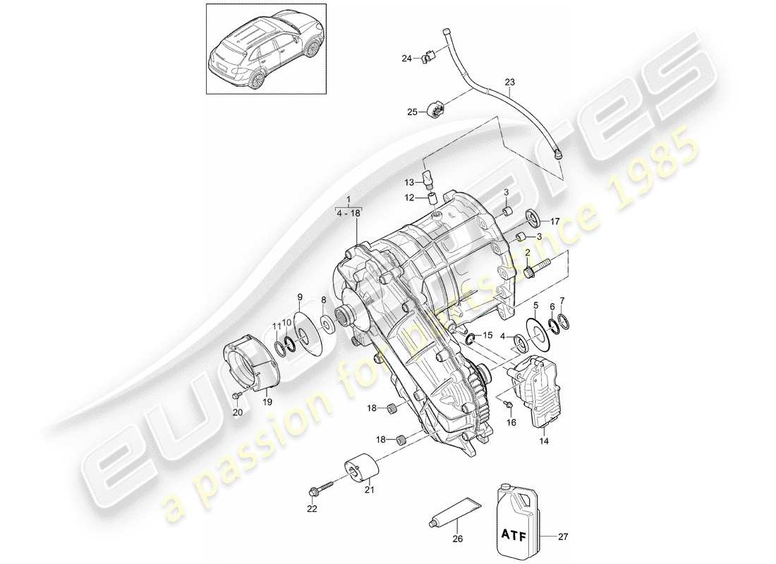 porsche 2017 (cayenne e2 92a) transfer box ready for installation d >>- mj 2014 part diagram