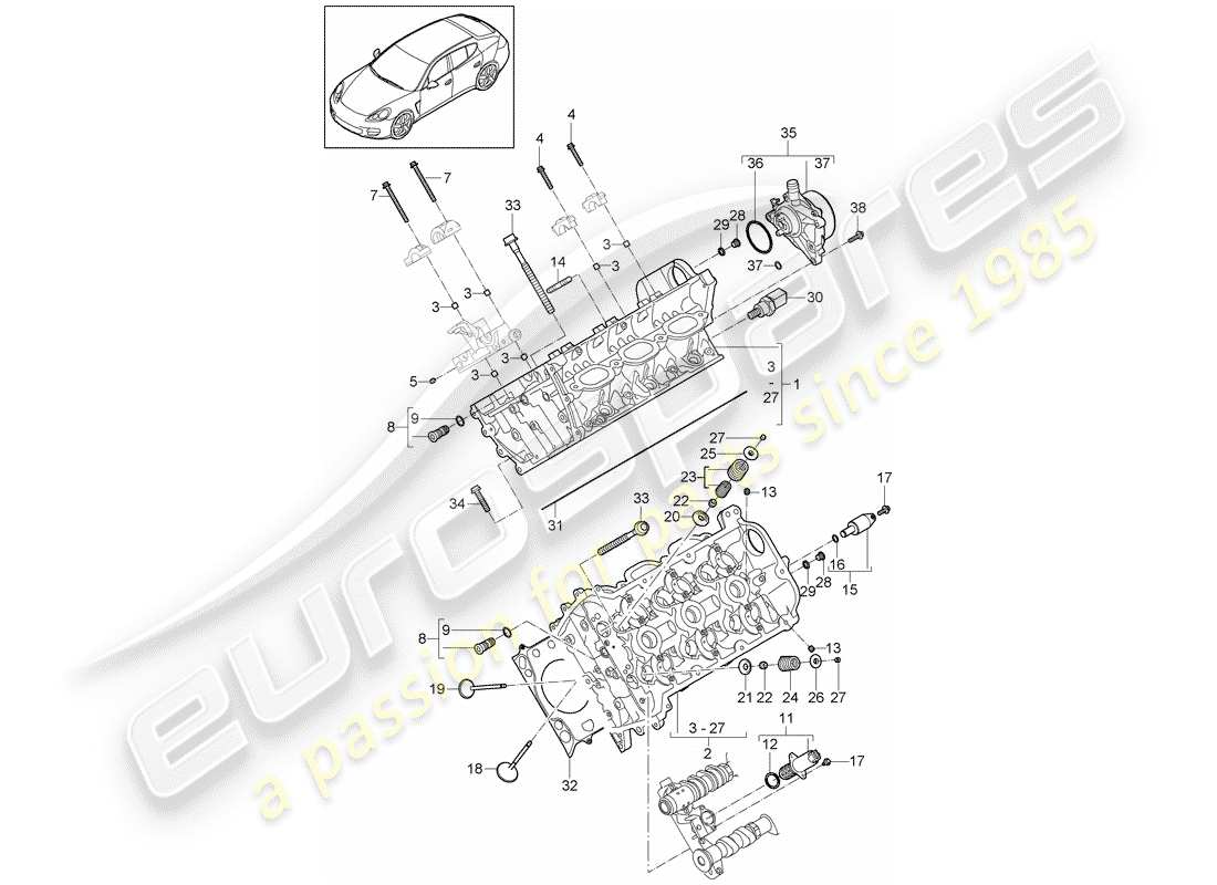 porsche 2010 (panamera 970) cylinder head vacuum pump part diagram